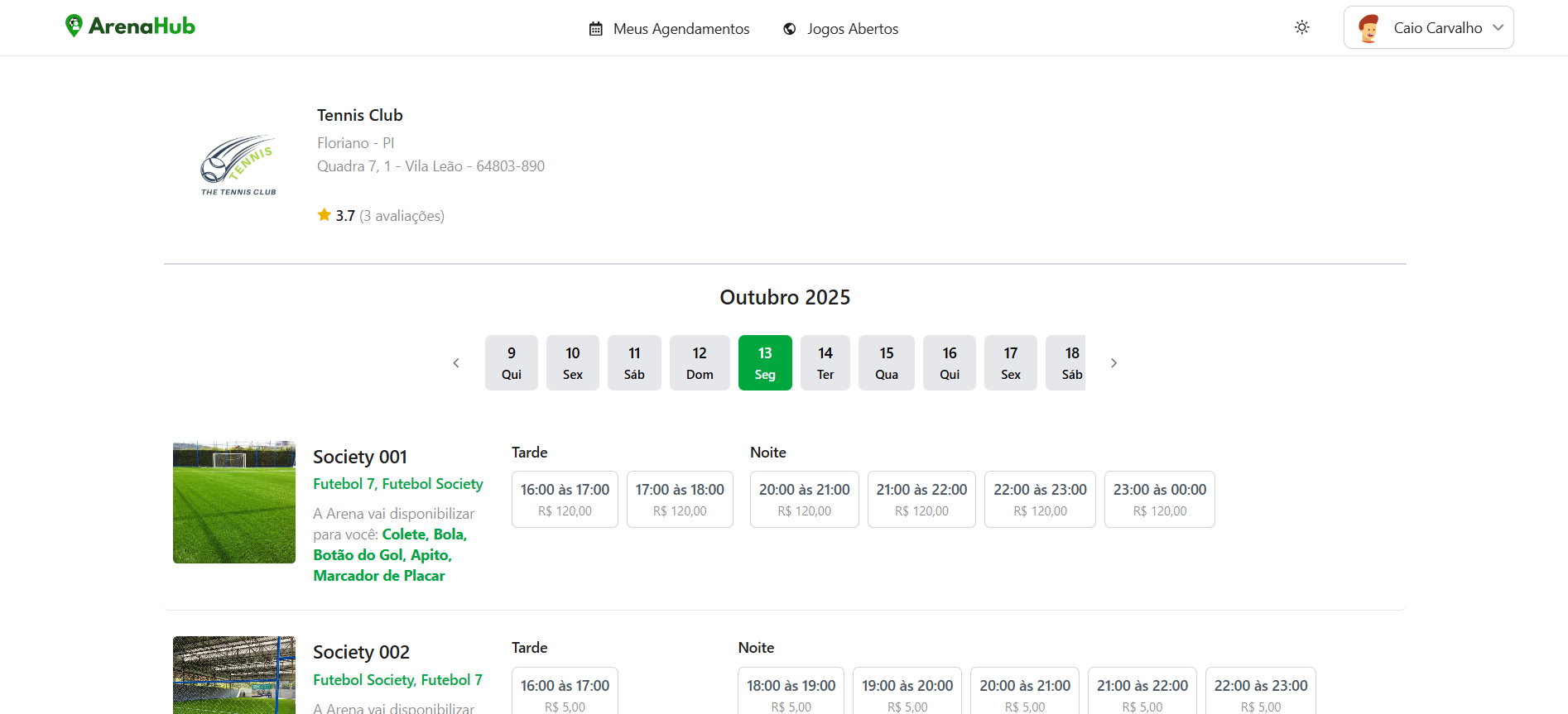 Screenshot do Agendamento