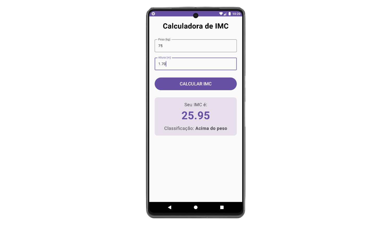 Mockup da Calculadora de IMC