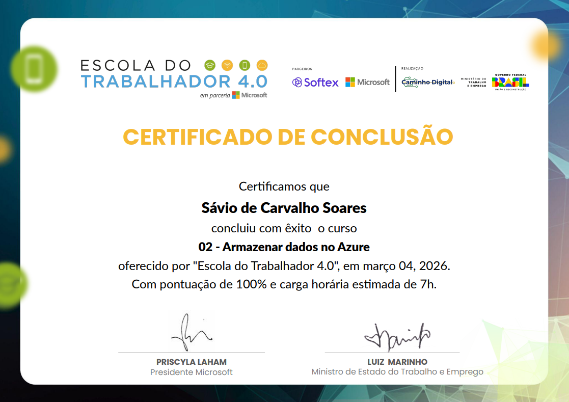 Selo Armazenar Dados no Azure