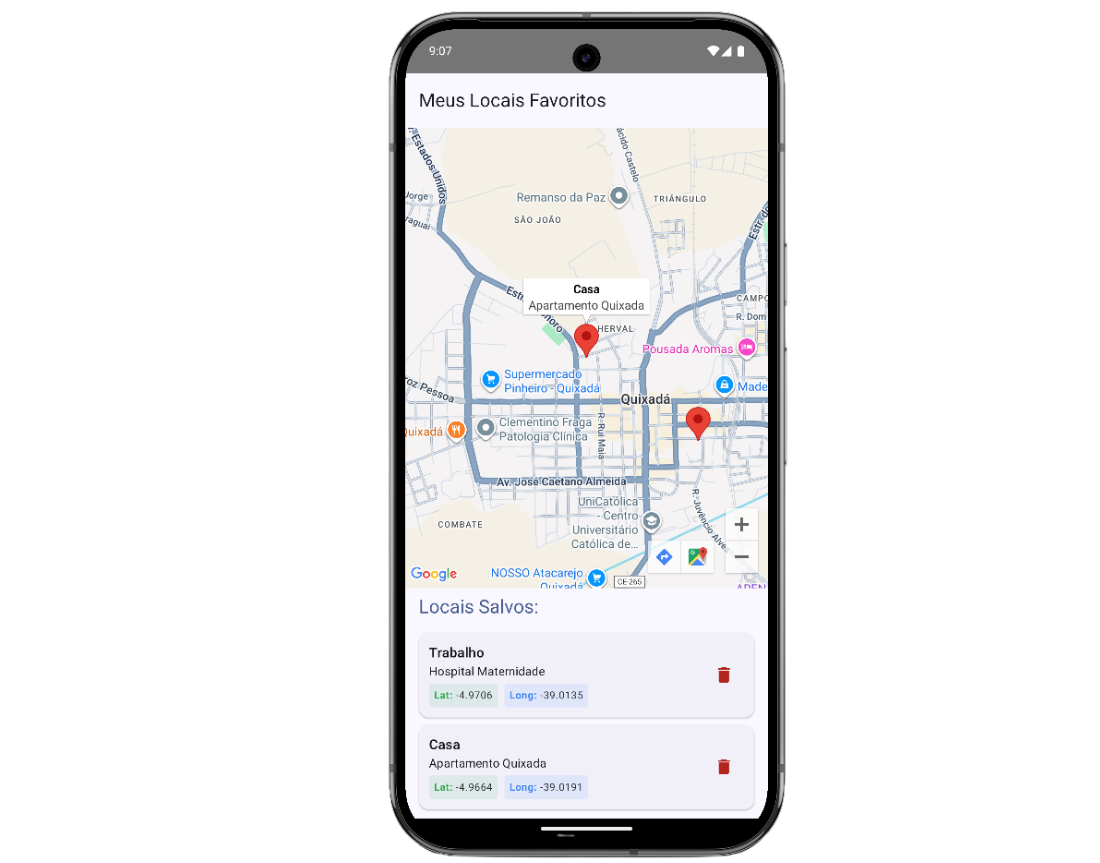 Mockup de Locais Favoritos