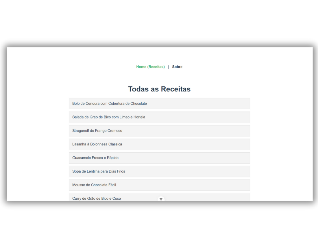 Mockup do Site de Receitas